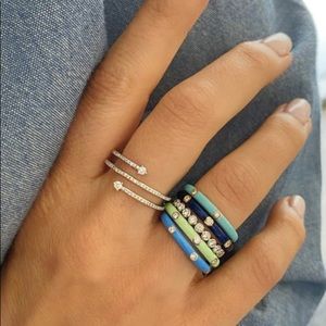 STEPHANIE GOTTLIEB EF COLLECTION 3 Diamond Enamel Stack Ring- white